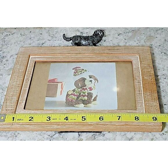 Pier 1 Pewter Dog and Distressed Wood‎ Photo Picture Frame Fits 4x7 & 5x8 Photos - Picture 5 of 6